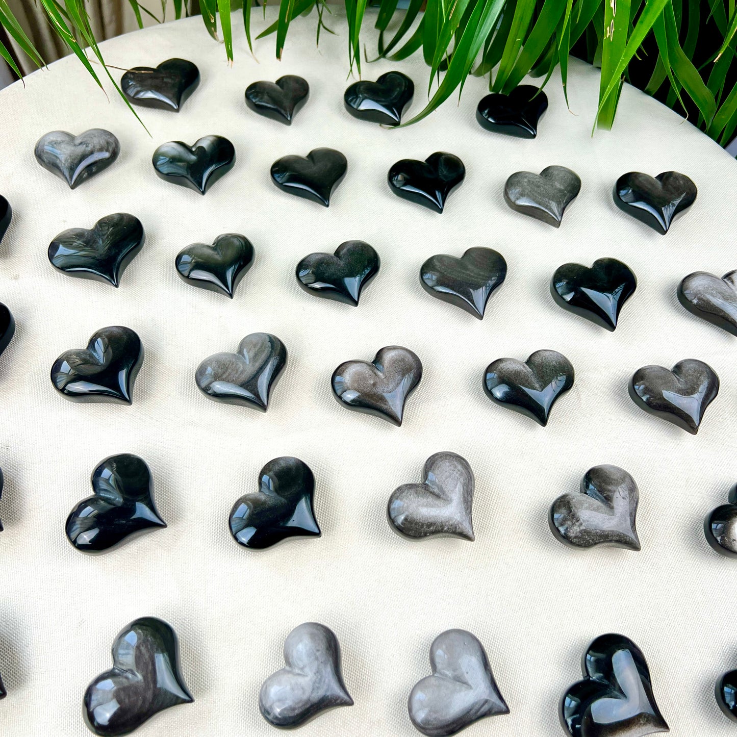 silver obsidian heart