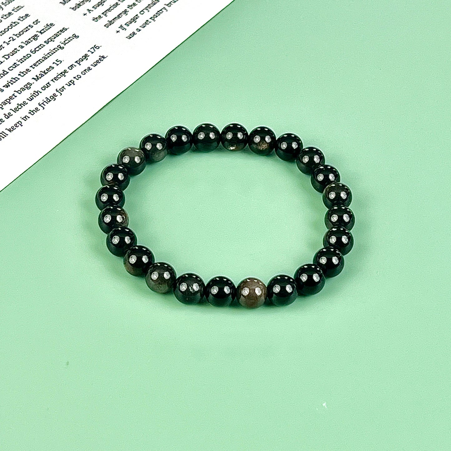silver obsidian bracelet 8mm