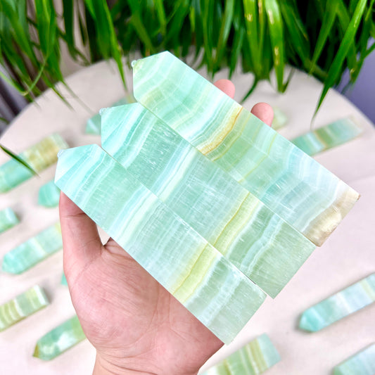 green calcite tower
