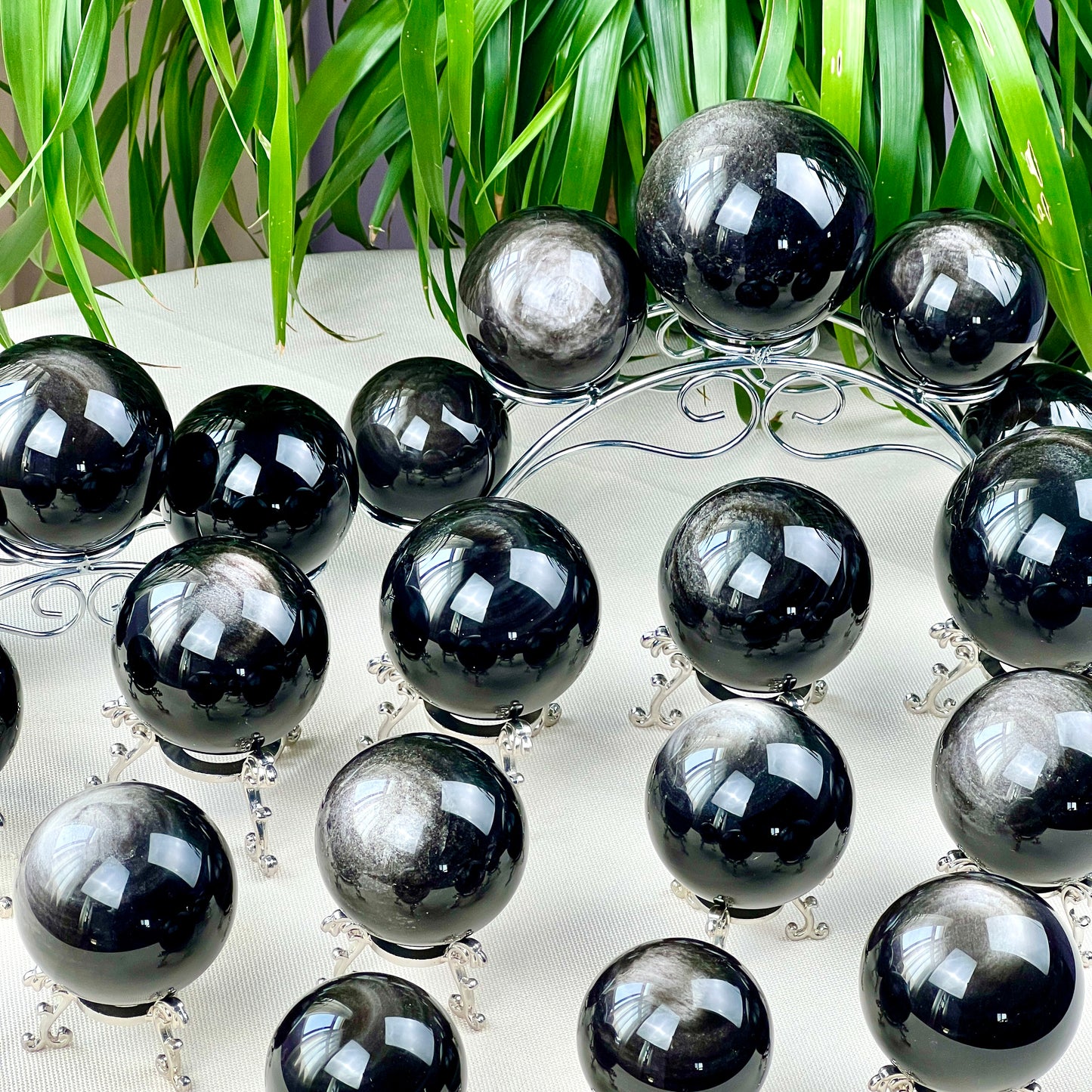 silver obsidian sphere