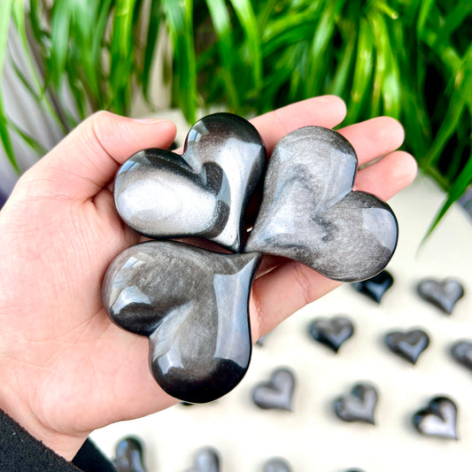 silver obsidian heart