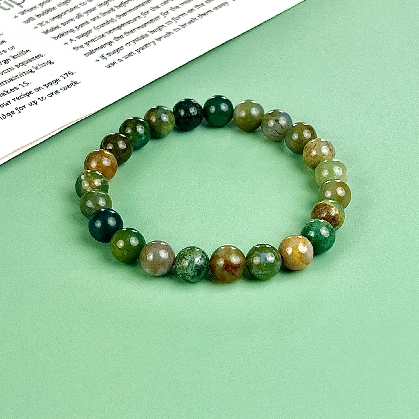 Moss agate bracelet  8mm