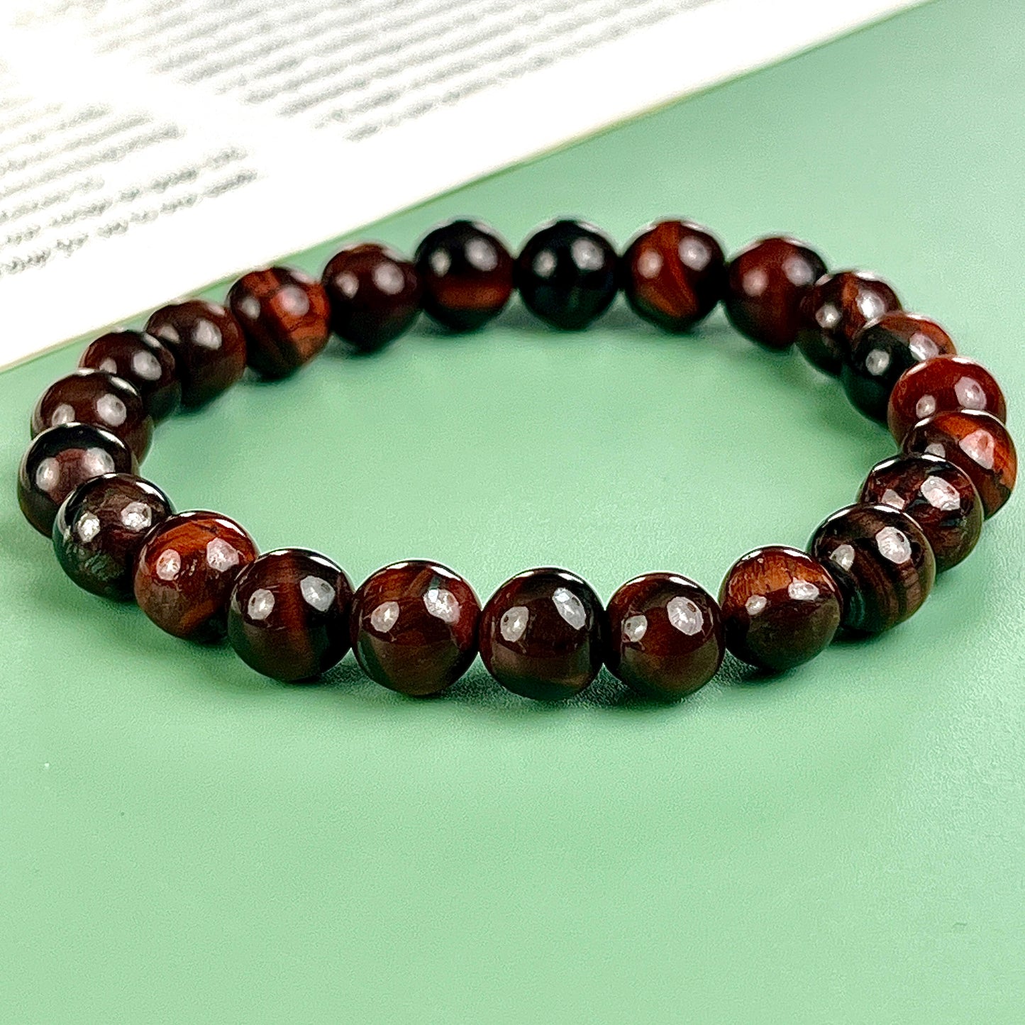 red tiger eye bracelet  8mm