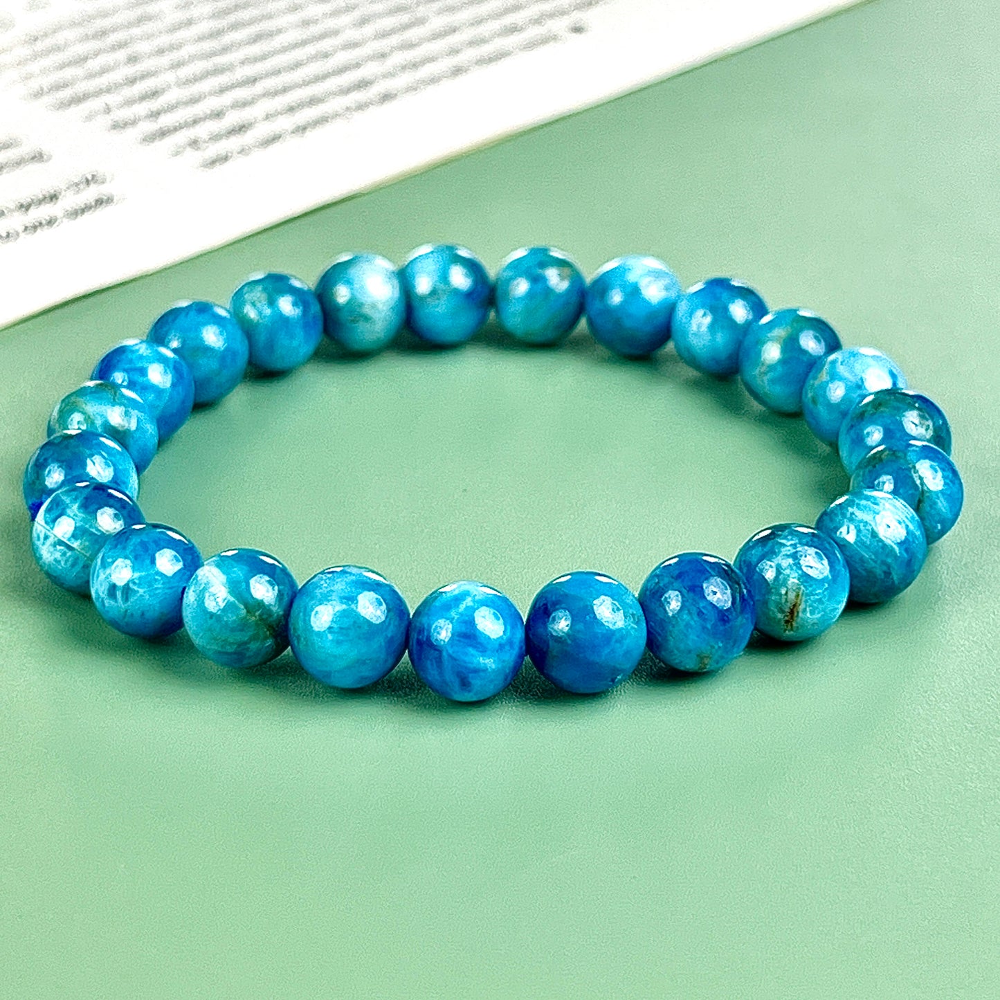 blue apatite bracelet  8mm