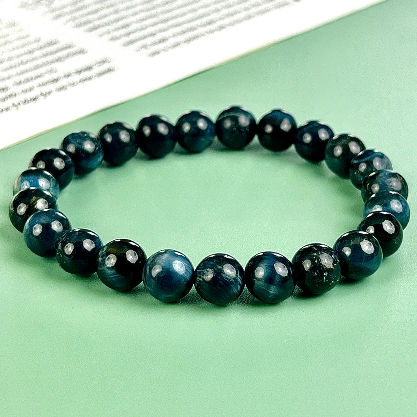 blue tiger eye bracelet  8mm