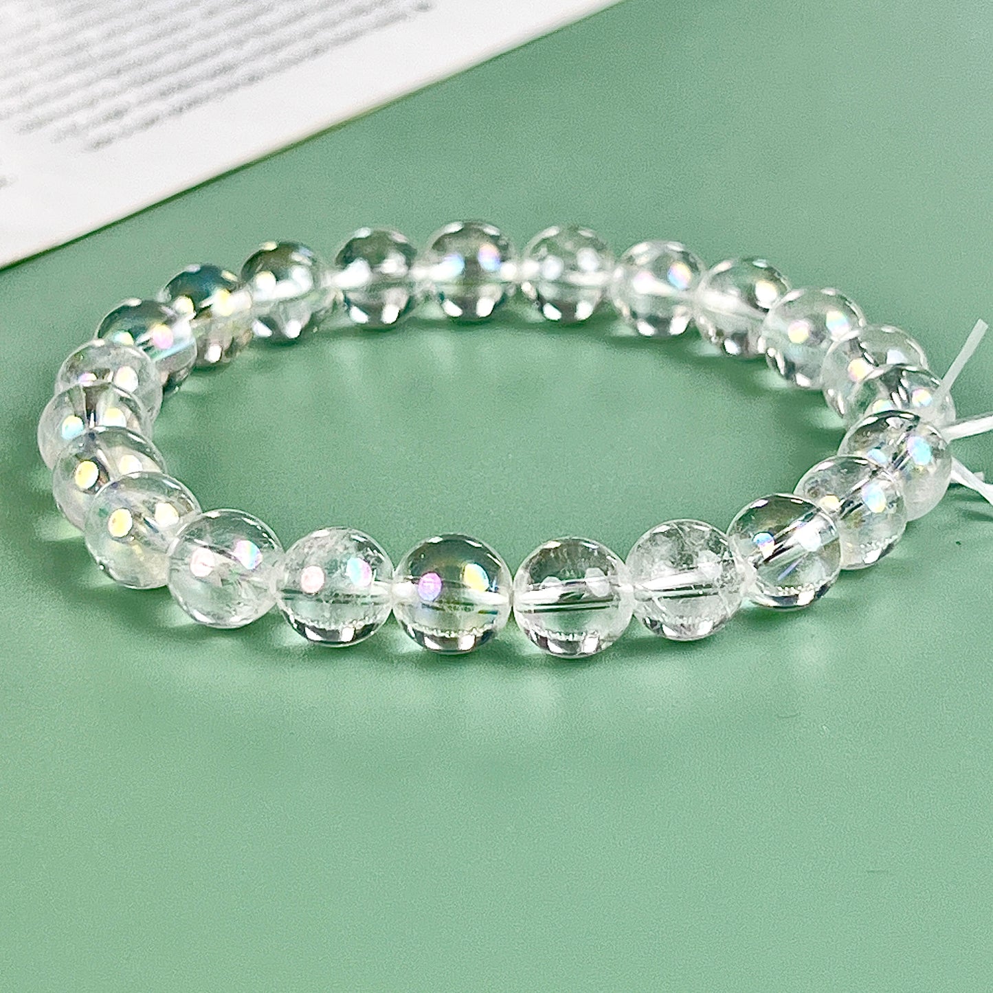 aura clear quartz bracelet  8mm