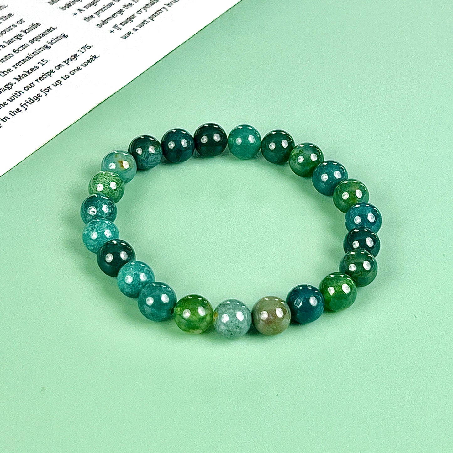 moss agate bracelet  8mm