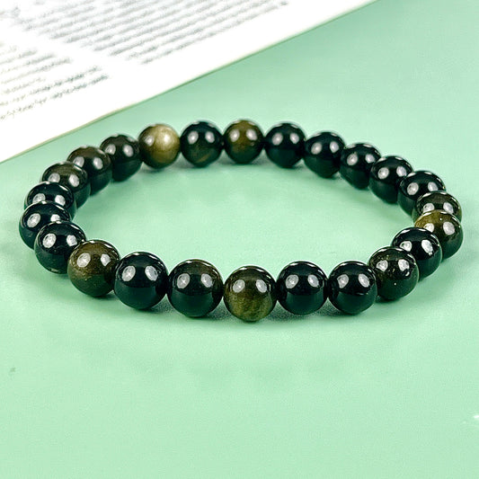 golden obsidian bracelets  8mm