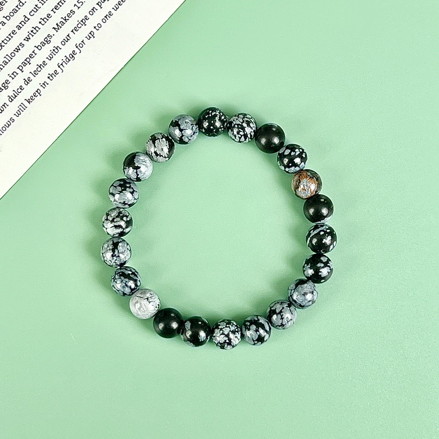 snow flake obsidian bracelet  8mm