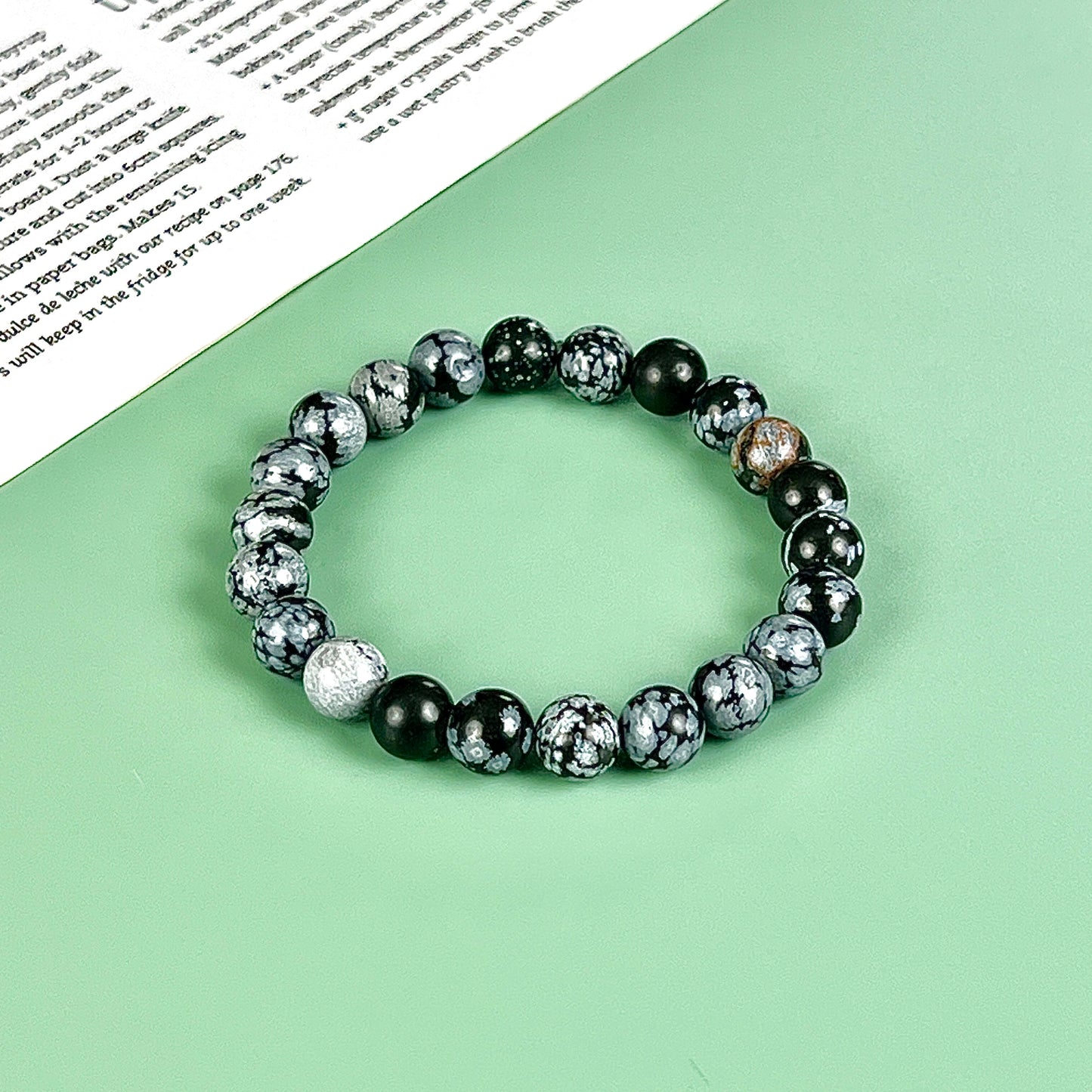 snow flake obsidian bracelet  8mm