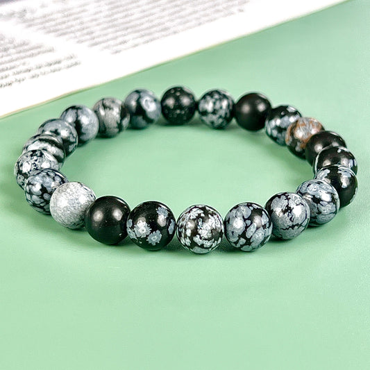 snow flake obsidian bracelet  8mm