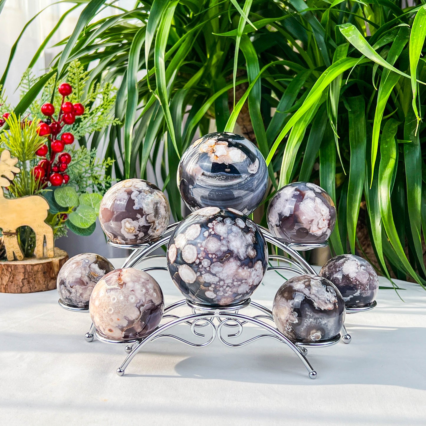 flower agate sphere