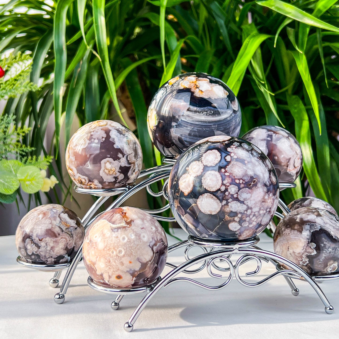 flower agate sphere
