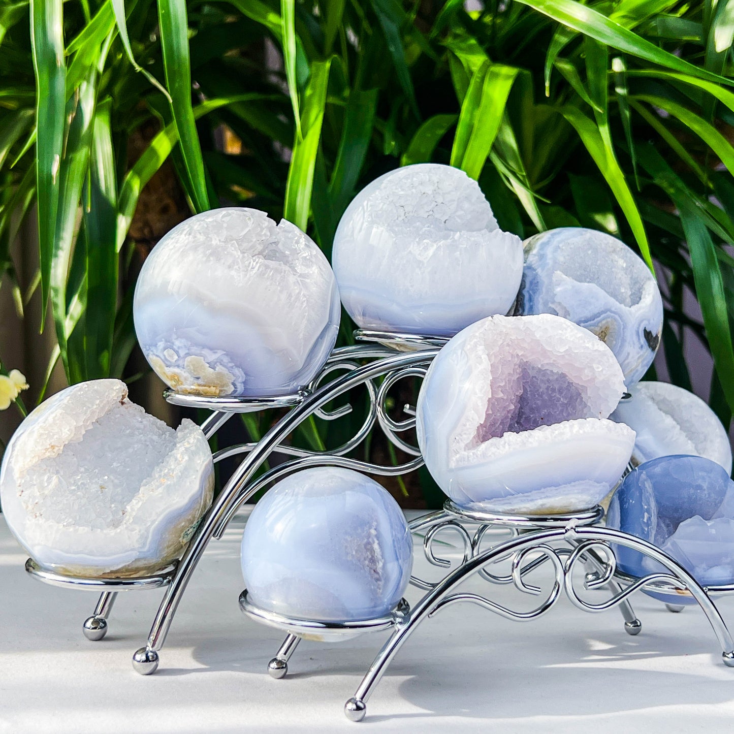 blue lace agate druzy sphere