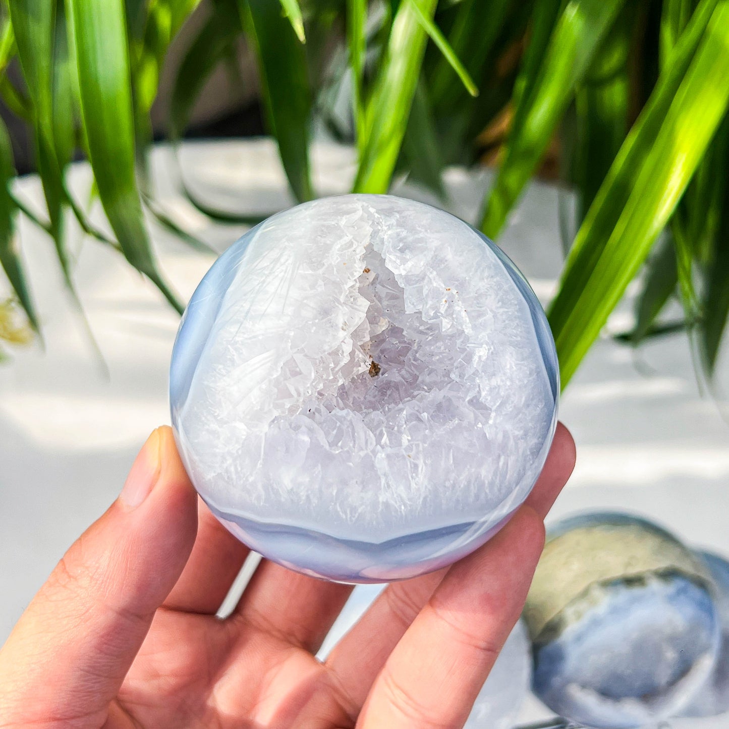 blue lace agate druzy sphere