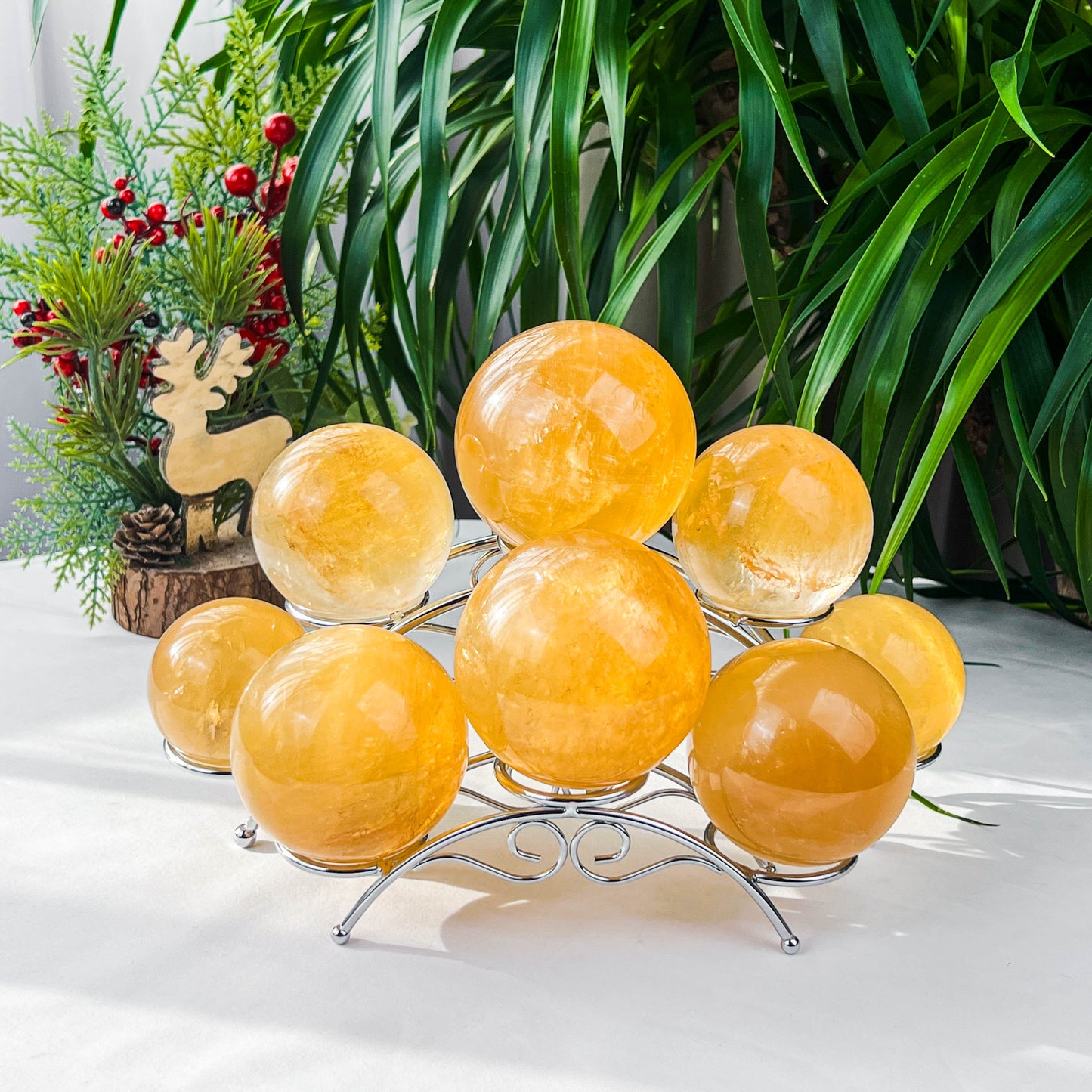 honey calcite sphere