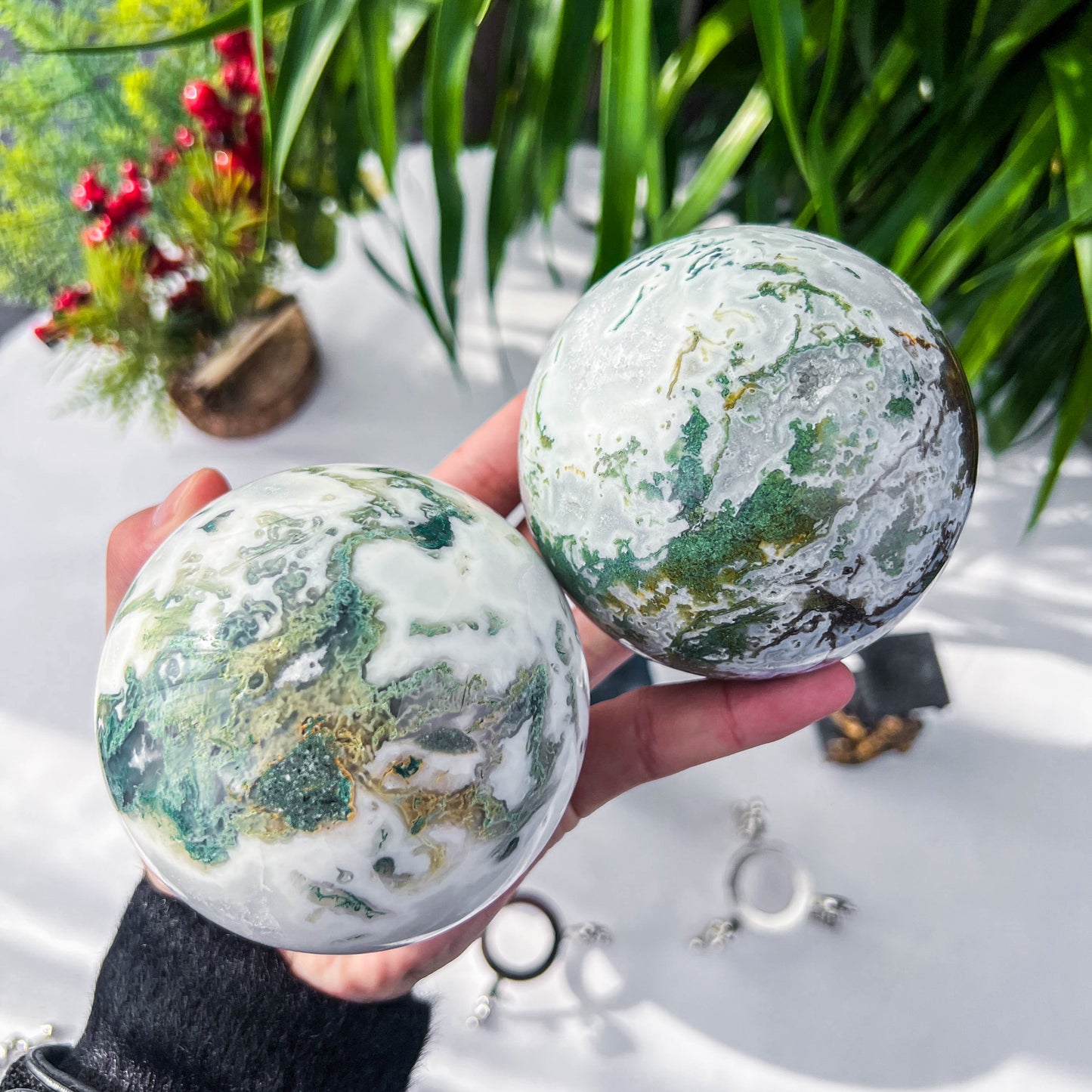 moss agate sphere