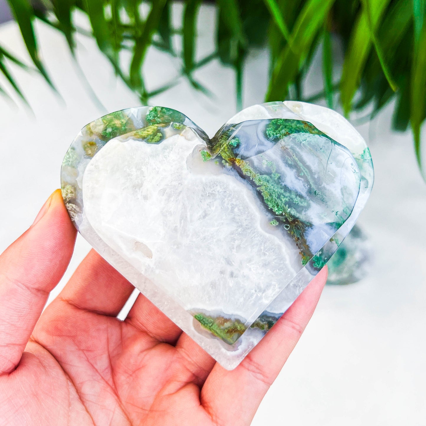 moss agate heart