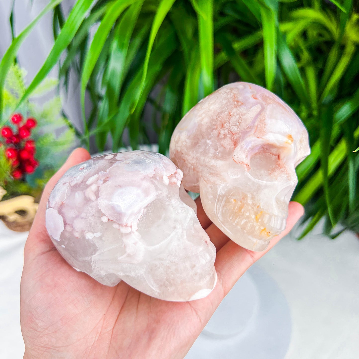 flower agate skull