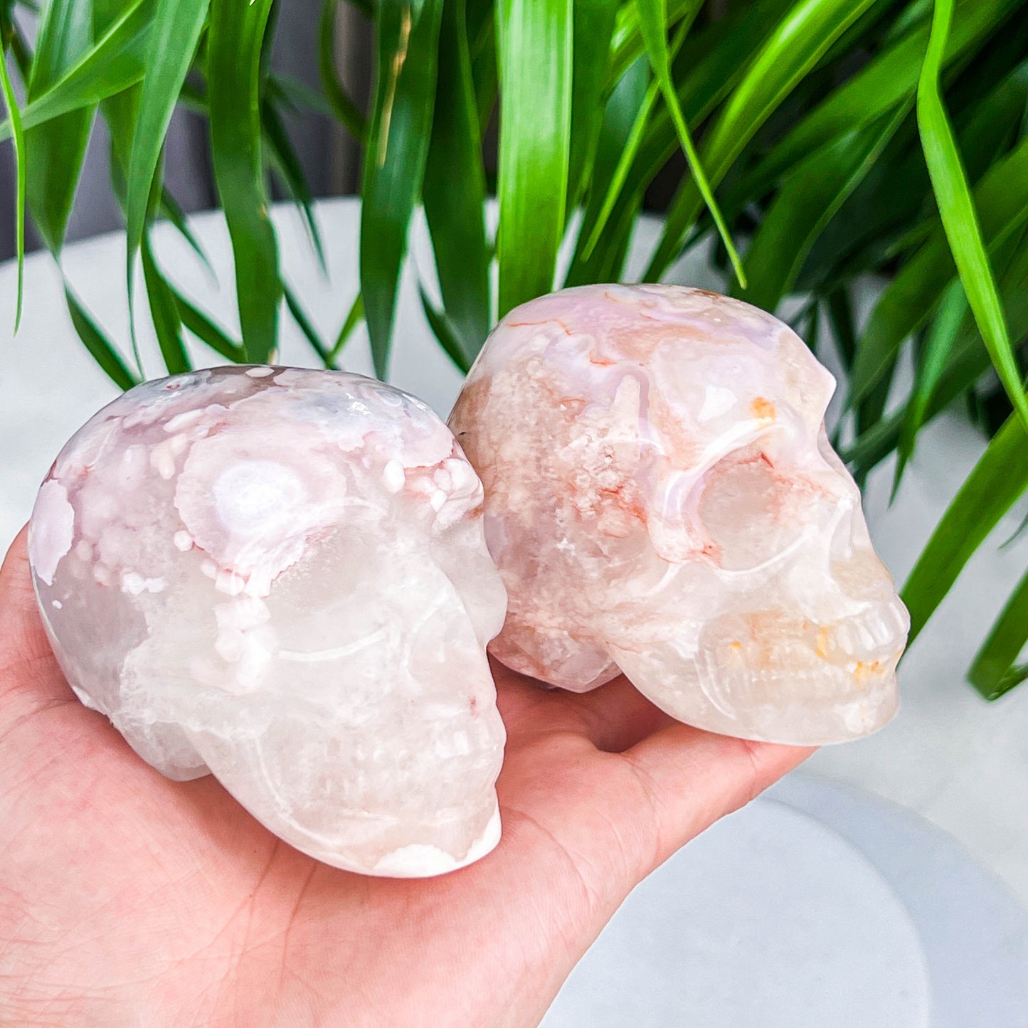 flower agate skull